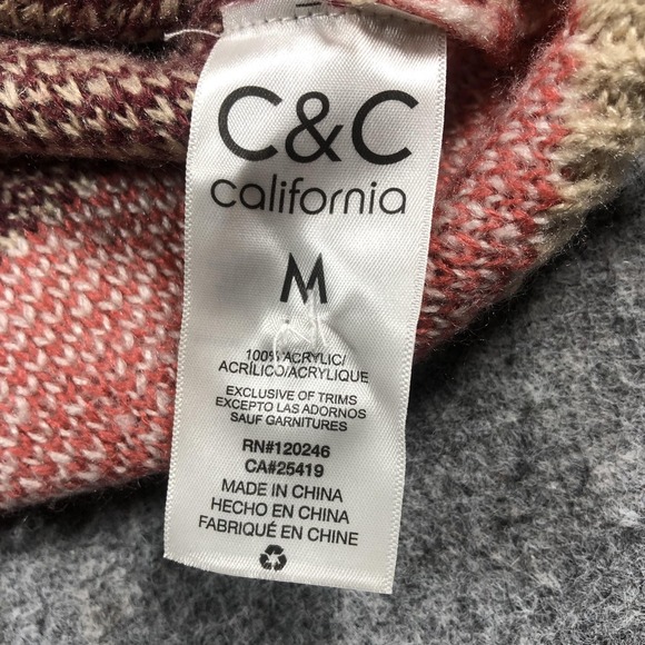 C&C California Cardigan Sweater Womens Medium Beige Multi Aztec Button Front - Picture 6 of 7
